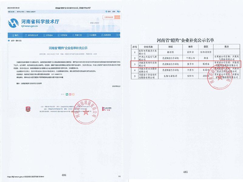 河南省“瞪羚”企业名单补充公示